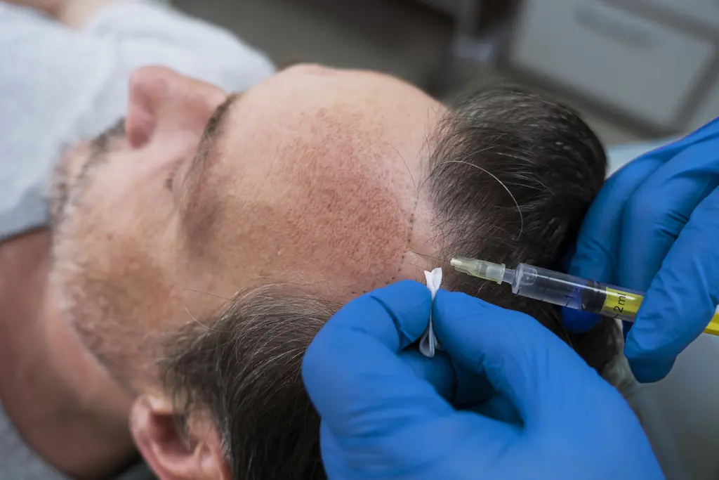 Man getting hair implant treatment