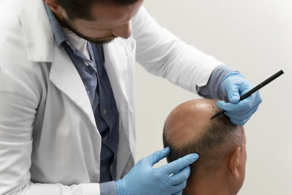 Man going through Hair transplant surgery